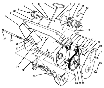 Housing And Rotor Assembly Diagram and Parts List for 38005 (6900001 - 6999999)(1200) Lawn Boy Snow Blower